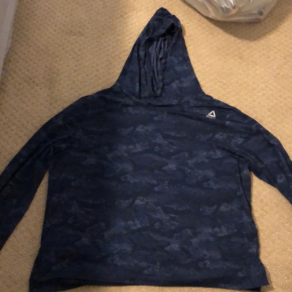 Reebok cropped blue camouflage hoodie